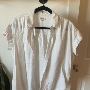Madewell White Raglan Short Sleeve Button Up